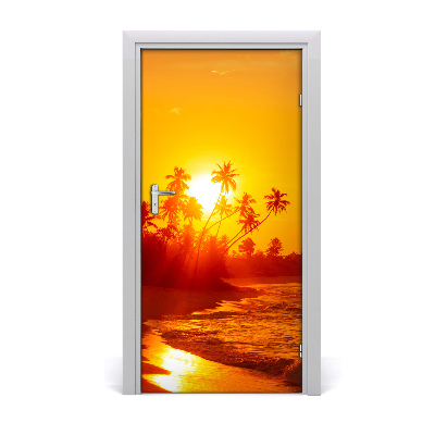 Self-adhesive door sticker Tropical beach