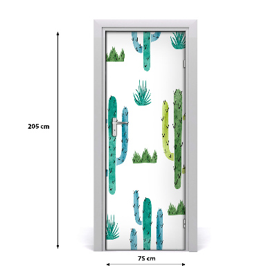 Self-adhesive door wallpaper Cacti