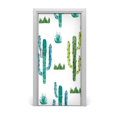 Self-adhesive door wallpaper Cacti