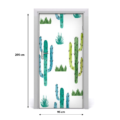 Self-adhesive door wallpaper Cacti