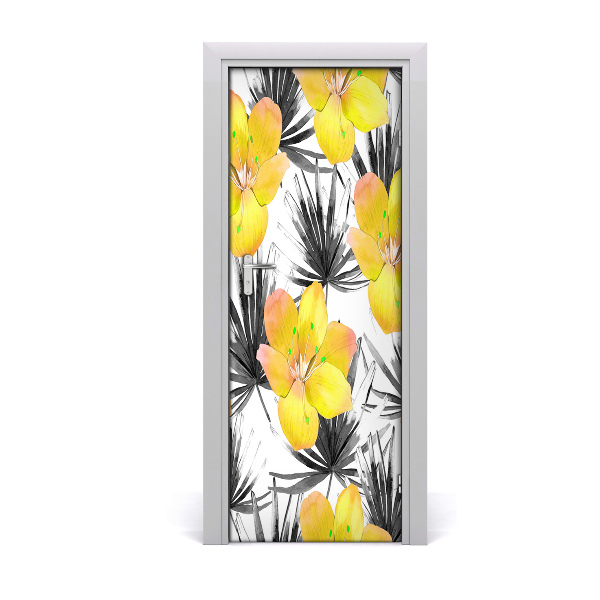 Self-adhesive door veneer Tropical flowers