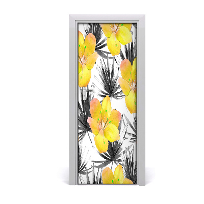 Self-adhesive door veneer Tropical flowers