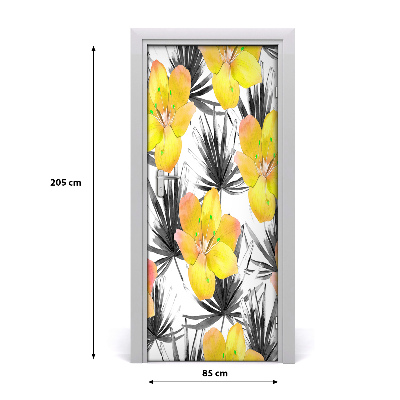 Self-adhesive door veneer Tropical flowers