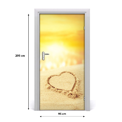 Self-adhesive door sticker Heart on the beach