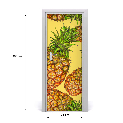 Self-adhesive door sticker Pineapples