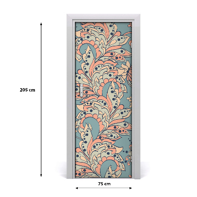 Self-adhesive door veneer Ethnic flowers