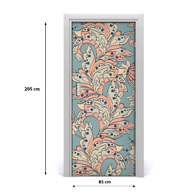 Self-adhesive door veneer Ethnic flowers