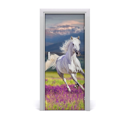 Self-adhesive door sticker White horse