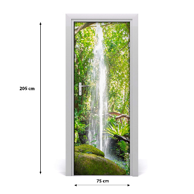 Self-adhesive door sticker Waterfall in the jungle