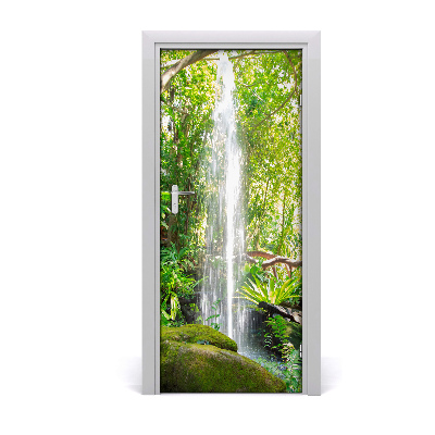 Self-adhesive door sticker Waterfall in the jungle