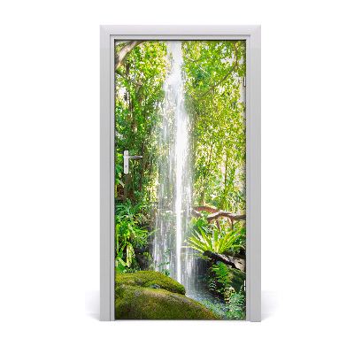 Self-adhesive door sticker Waterfall in the jungle