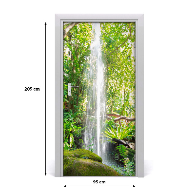 Self-adhesive door sticker Waterfall in the jungle