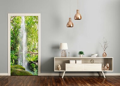 Self-adhesive door sticker Waterfall in the jungle