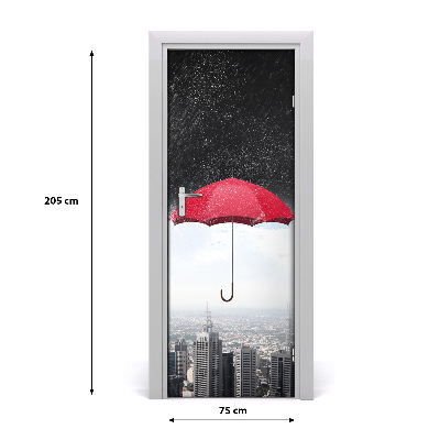 Self-adhesive door wallpaper Umbrella over the city