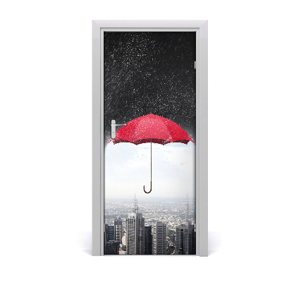 Self-adhesive door wallpaper Umbrella over the city