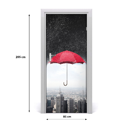 Self-adhesive door wallpaper Umbrella over the city