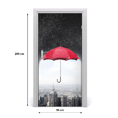 Self-adhesive door wallpaper Umbrella over the city