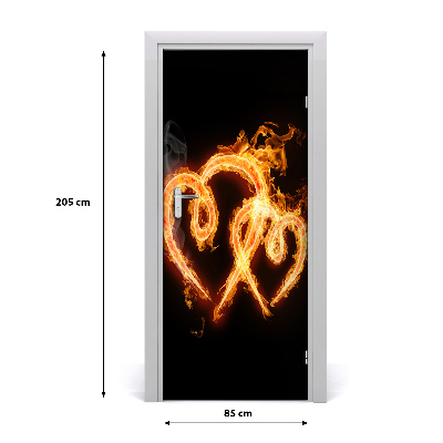 Door wallpaper Burning hearts