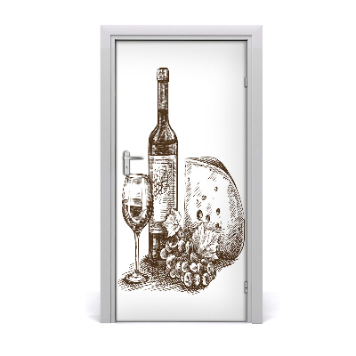 Self-adhesive door sticker Wine and snacks