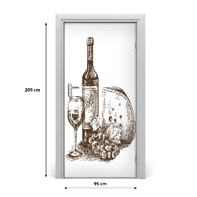 Self-adhesive door sticker Wine and snacks