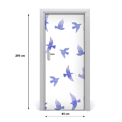 Self-adhesive door sticker Blue swallows