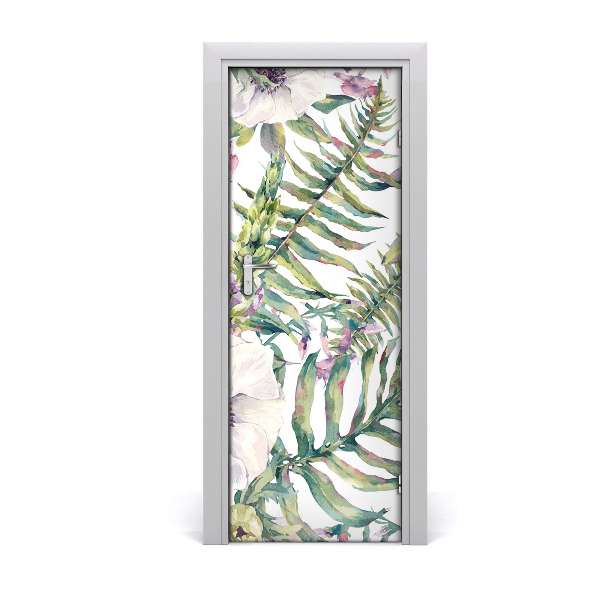 Self-adhesive door veneer Tropical leaves