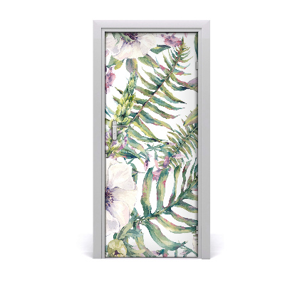 Self-adhesive door veneer Tropical leaves