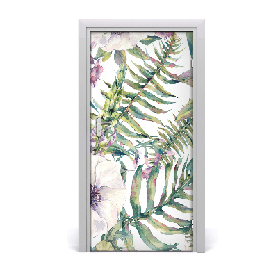 Self-adhesive door veneer Tropical leaves