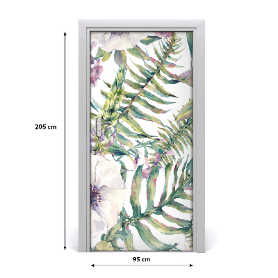 Self-adhesive door veneer Tropical leaves