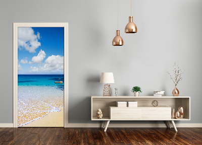 Self-adhesive door sticker Tropical beach