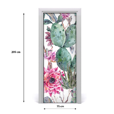 Self-adhesive door wallpaper Cacti