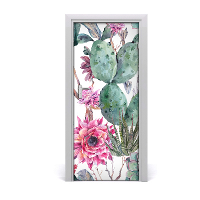 Self-adhesive door wallpaper Cacti