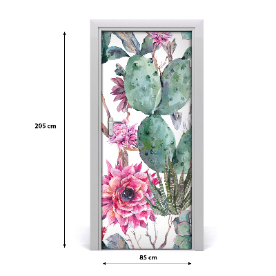 Self-adhesive door wallpaper Cacti