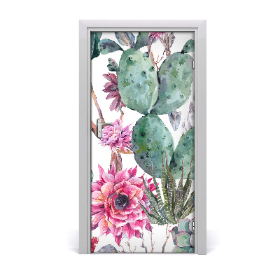 Self-adhesive door wallpaper Cacti