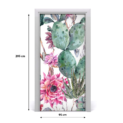 Self-adhesive door wallpaper Cacti