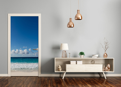 Self-adhesive door sticker Tropical beach