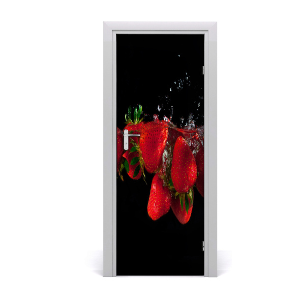 Self-adhesive door sticker Strawberries in water