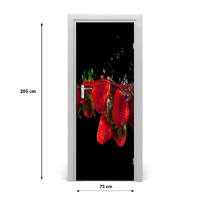 Self-adhesive door sticker Strawberries in water