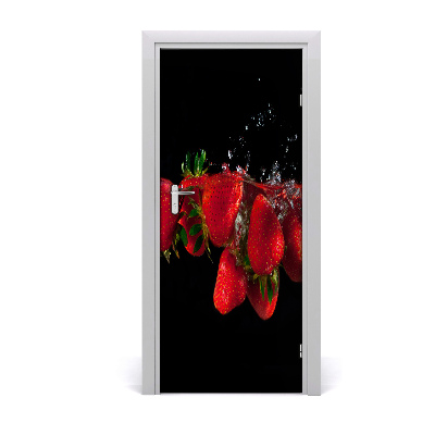 Self-adhesive door sticker Strawberries in water