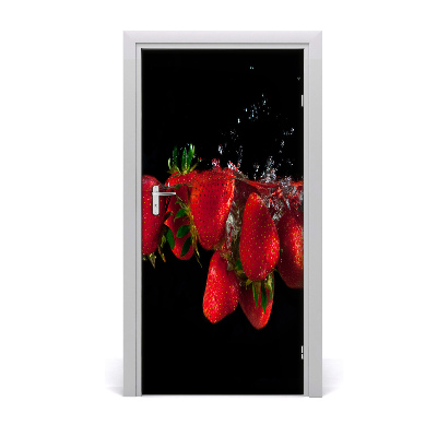 Self-adhesive door sticker Strawberries in water