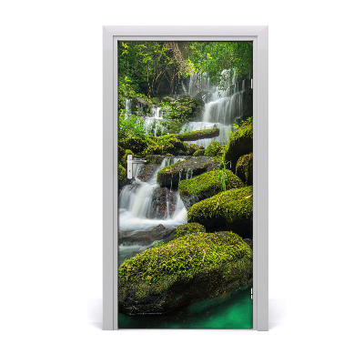 Self-adhesive door sticker Waterfall in the jungle