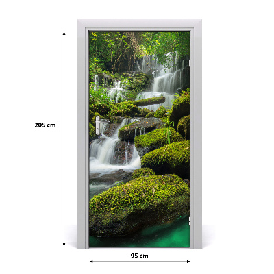 Self-adhesive door sticker Waterfall in the jungle