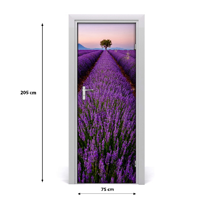 Self-adhesive door sticker Lavender field