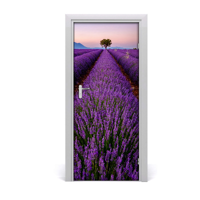 Self-adhesive door sticker Lavender field