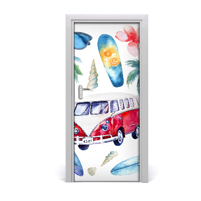 Self-adhesive door sticker Surfer set