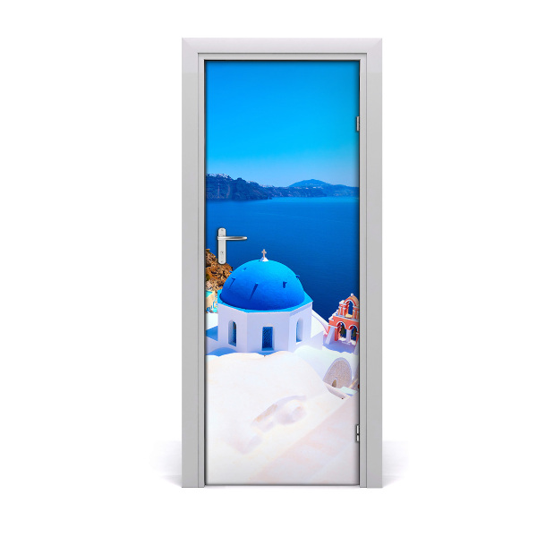 Self-adhesive door wallpaper Santorini greece