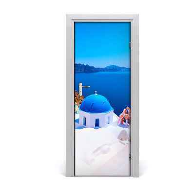 Self-adhesive door wallpaper Santorini greece