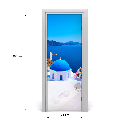 Self-adhesive door wallpaper Santorini greece