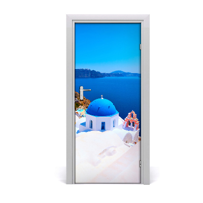 Self-adhesive door wallpaper Santorini greece