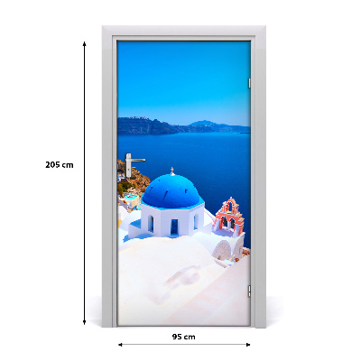 Self-adhesive door wallpaper Santorini greece